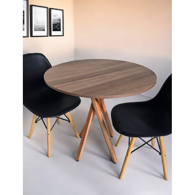 Mesa Jantar Redonda Madeira 80cm Estilo Industrial Mesa Jantar Redonda Madeira 80cm Estilo Industrial