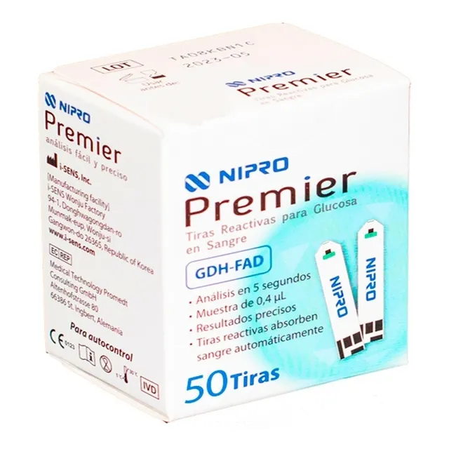 Tiras Reactivas Glucosa Nipro Premier Caja 50 Unidades