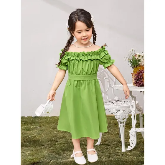 Vestido Fruncido Verde Manzana 6 Años Importado