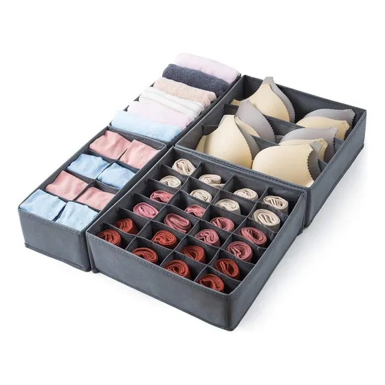 Organizador Ropa Interior Divisor Cajones Casatua Set De 4 Color Gris