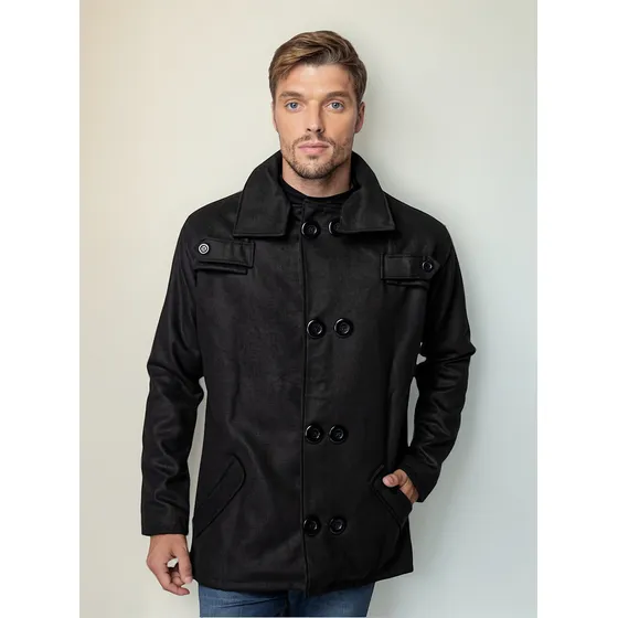 Casaco Masculino De Lã Batida Jaqueta Transpassada Para Frio