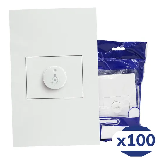 Placa Contacto Atenuador Iluminación 100w 127vca Pc Blanco Corte Recto 75x118mm Premium Artlite Apl-211 Paquete 100 Piezas