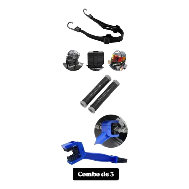 Pulpo Para Casco + Cepillo + Protector De Maniguetas De Moto