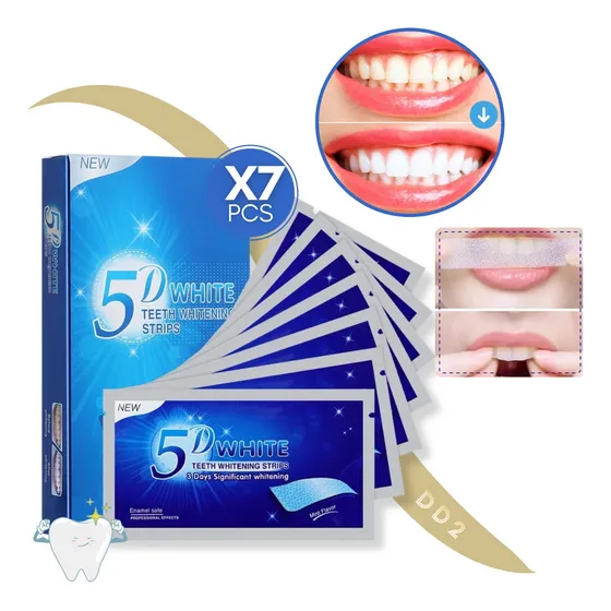 Tira De Gel Blanqueador Dental 5d White 7 Pares Parche Dient