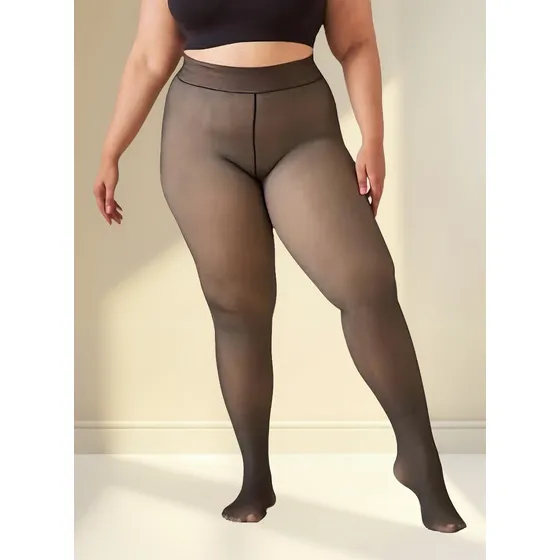 Medias Leggins Corderito Tipo Transparentes Talle Grande
