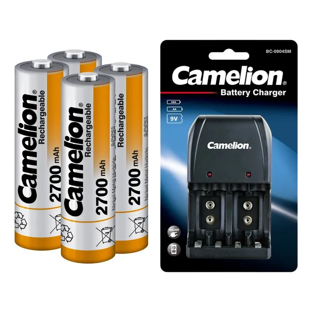 Cargador Con 4 Pilas Aa Recargables De 2700mah Mejor Capacid