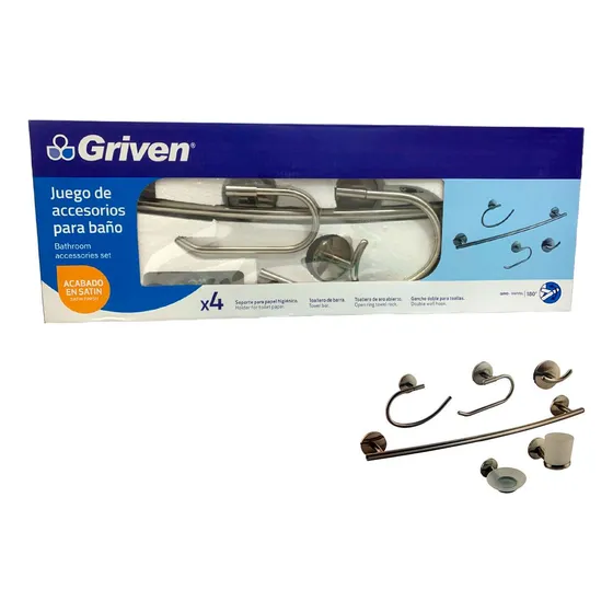 Accesorio De Baño 4 Piezas Mate Satinado Griven