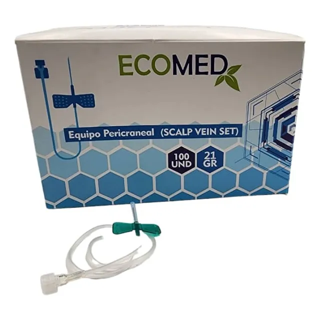 Scalp Pericraneal Mariposa 21g. Ecomed. Caja X 100