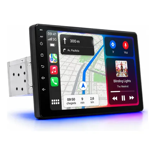 カーナビ　 CarPlay android auto DVR Multimídia Automotiva Carro 9 Pol 1 Din Carplay Android Auto Preto