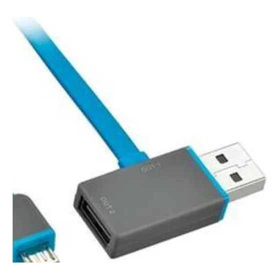 Cabo Micro Usb 2.0 Am X Usb 1m Flat C/ Saida Extra Azul