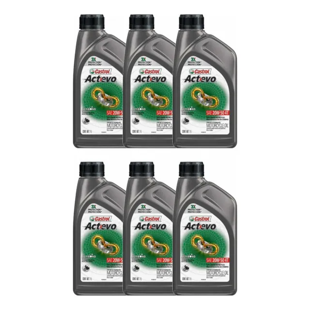 Caja Aceite Castrol Actevo 20w50 Sintético Moto 6 Litros