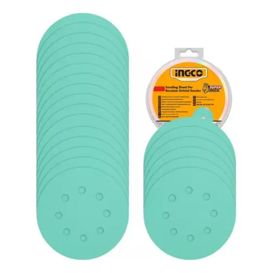 Pack Lijas Rotorbital Velcro 125mm Grano 40-80-120-180 Ingco Cantidad De Granos 4080120180