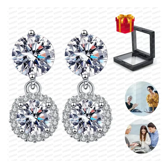 Pendientes De Plata 925 Para Mujer, Joyería De Circonio, Pendientes De Diamantes De Moissanita, Pendientes De Plata De Ley S925, Pendientes Hipoalergénicos Para Mujeres Niñas Esposa