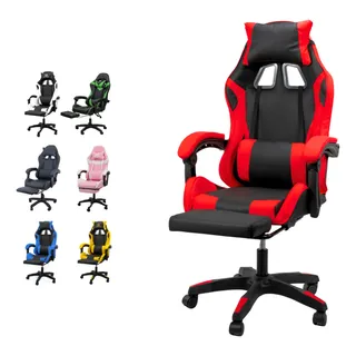 Silla Gamer Oficina Ejecutiva Ergonómica Ajustable Rojo Cuero Sintético
