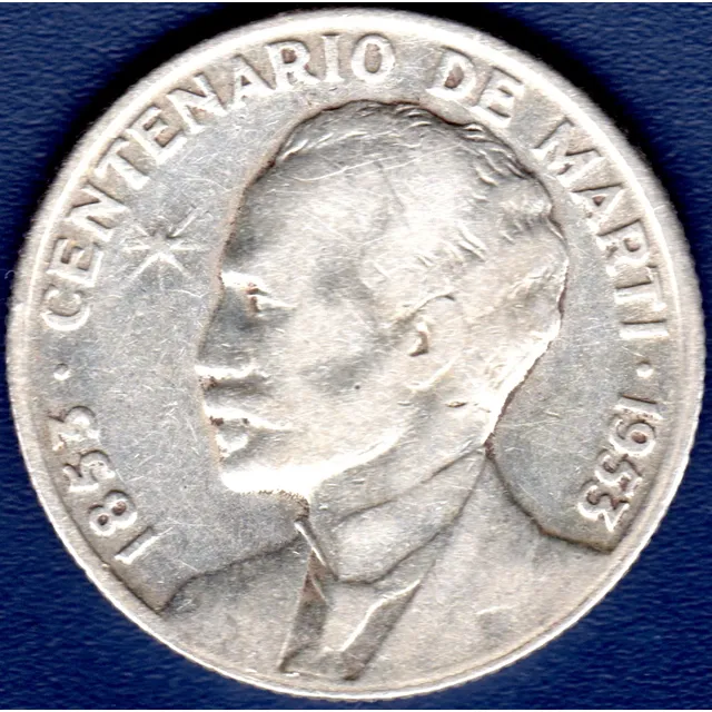 25 Centavos 1953 Moneda Plata De Cuba Centenario José Martí