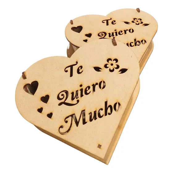 Caja/bombonera Corazón Con Bisagra Te Quiero Fibrofacil, X5u