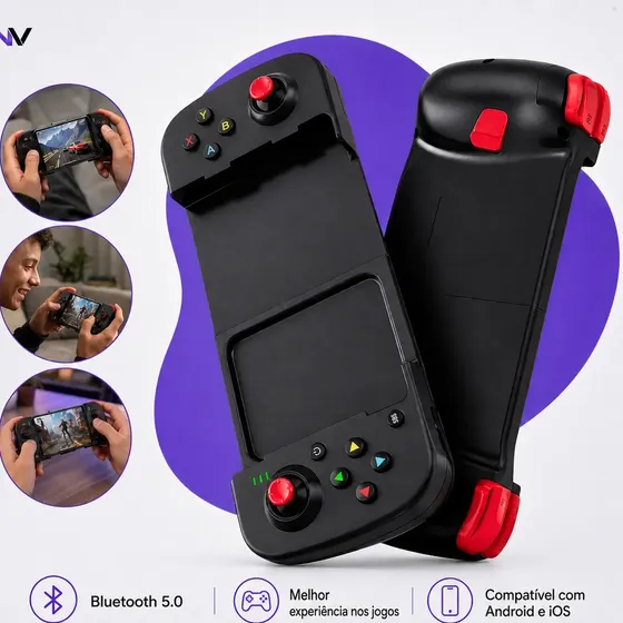Controle Gamepad Bluetooth 5.0 para Celular com Suporte Android iOS e PC