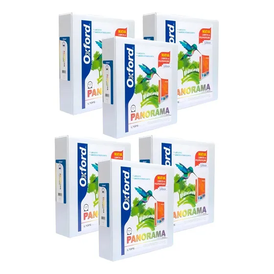 Kit 6 Carpetas Panorama Blanca 2 Aro Tipo O Pp02004 Color Blanco