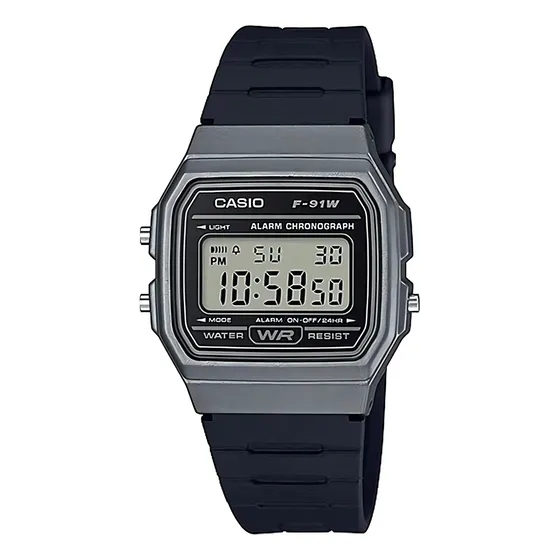 Reloj Casio Collection F-91WM-1B Color de la Correa Negro Color de la Caja Gris