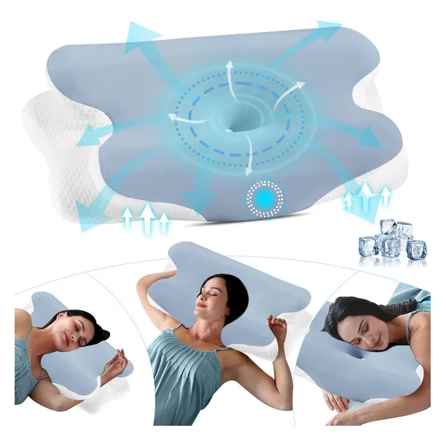 Almohada Memory Foam Ortopédica cervical LOKOOY Ergonómica Cervical Confort Color Azul Claro