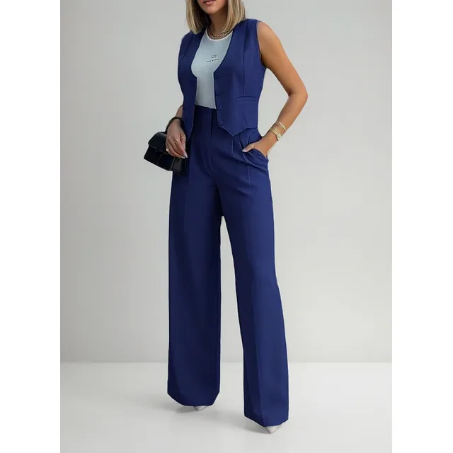Traje Casual De Chaleco Y Pantalón Ancho