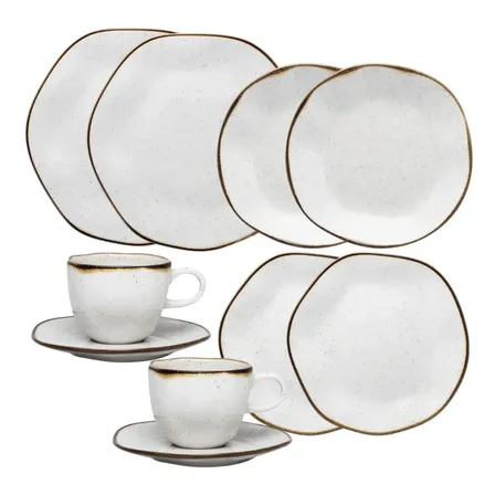 Jogo De Jantar 10 Peças Ryo Maresia Creme Lisa