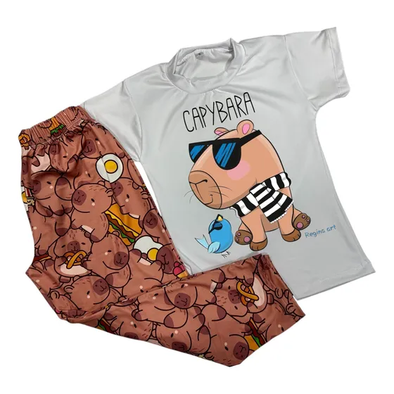 Pijama Capibara Niño Piel De Durazno
