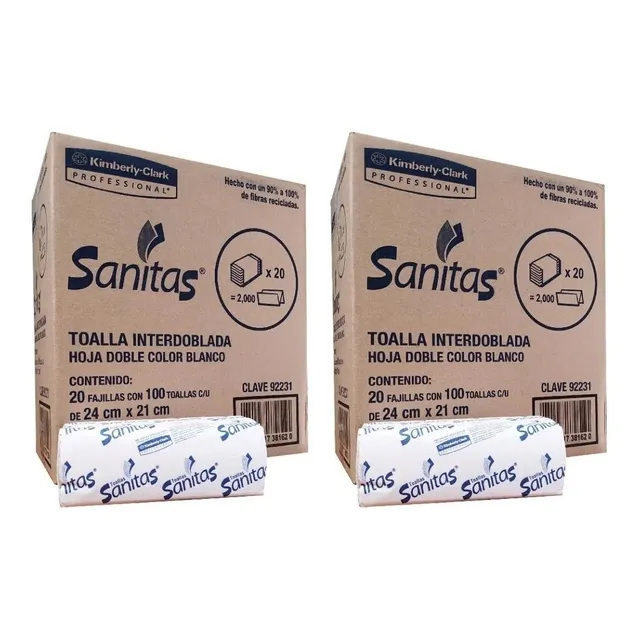 Sanitas Caja De Toalla Interdoblada 2000 Servicios 2 Cajas