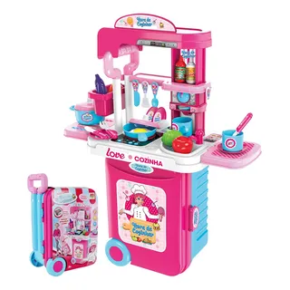 Maleta Brinquedo Infantil Hora De Cozinhar Com Som E Luz Cor Rosa Maleta Brinquedo Infantil Hora De Cozinhar Com Som E Luz Cor Rosa