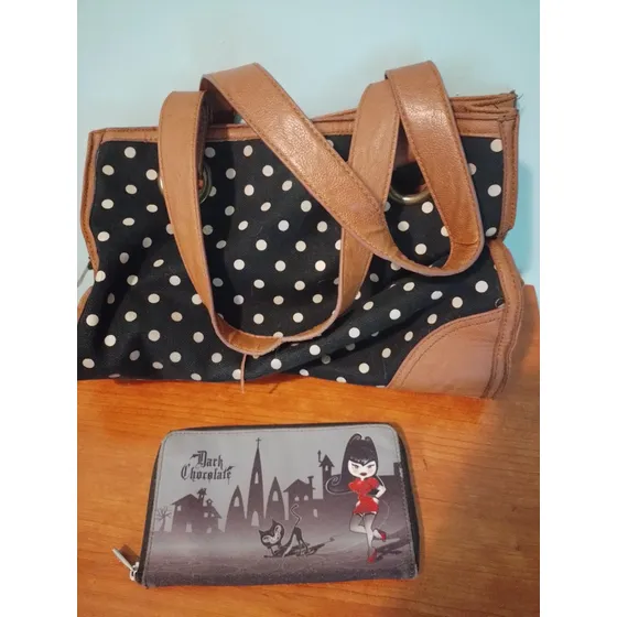 Cartera De Lunares Y Monedero Dark Chocolate Usados
