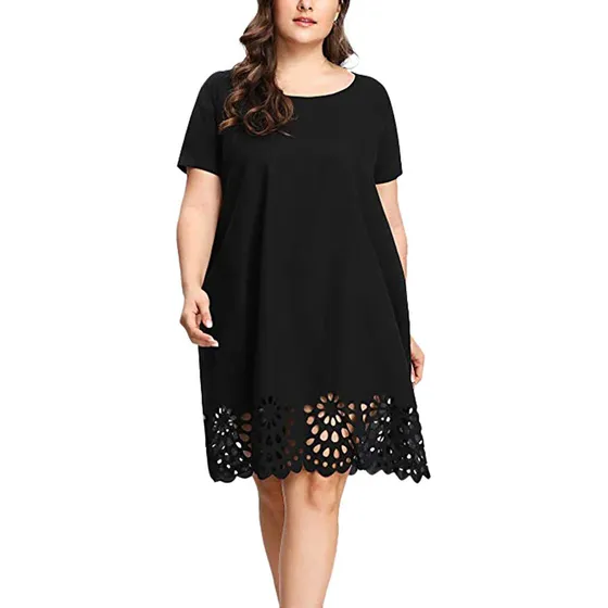Vestido Casual Parla Mujer Cuello Redondo Manga Corta Ahueca
