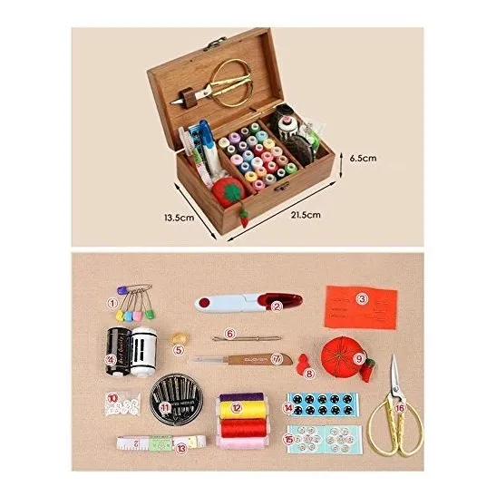 Costura Vintage Organizadora Madera Real Gran Para Niño Kit