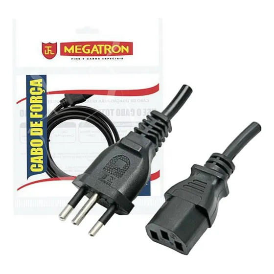 Cabo De Forca Computador 1,8m 3x0,75m2 300/500v 10a Megatron