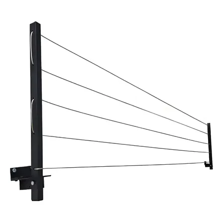 Varal De Parede Retrátil Resistente Dobravel Até 4 Metros Preto