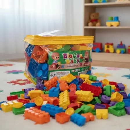Blocos Para Montar Encaixar Com 91 Peças Grandes Infantil 91 Blocos Baby