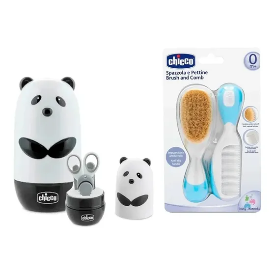 Combo Chicco Higiene Peine + Cepillo + Alicate + Tijera Color Blanco