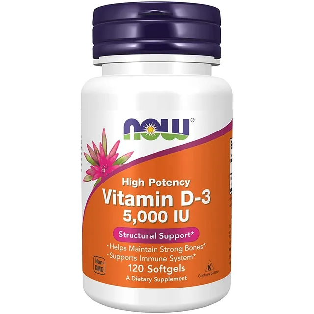 Vitamina D3 5000 Iu.  Now, 120 Capsulas De Gel. Americano