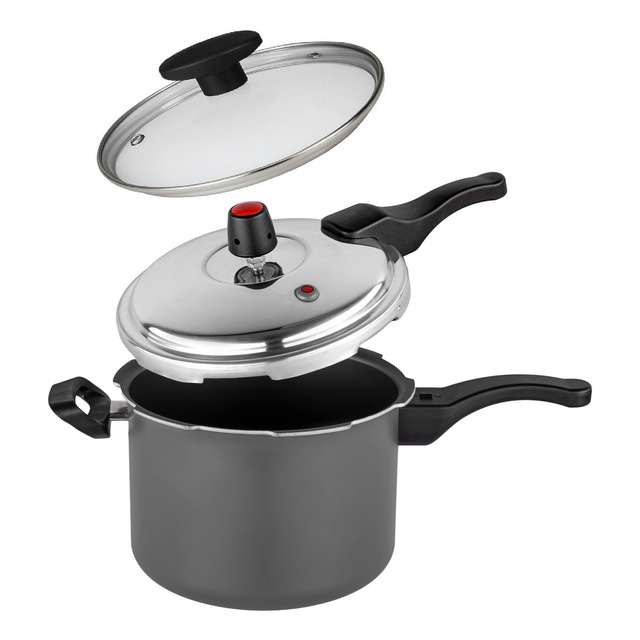 Panela De Pressao Antiaderente Kit Convencional Tampa Vidro Grafite Panela De Pressao Antiaderente Kit Convencional Tampa Vidro Grafite