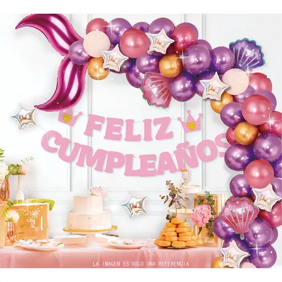 Globos Cumpleaños Decoracion Arco Orgánico Globos De Sirena Color Púrpura