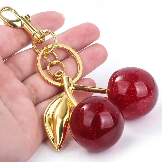 Llavero Viral De Moda Forma De Cereza  Accesorio Chic Mujere
