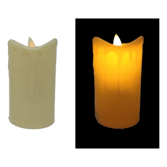 2 Velas De Led Eletrônica Chama Viva Derretendo + 4 Pilhas