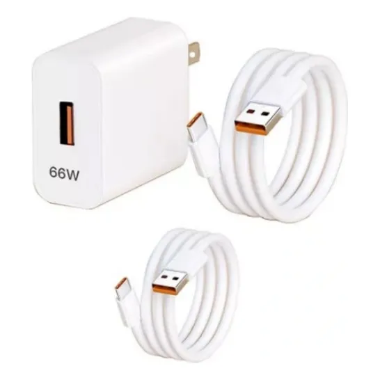 Cargador 66w Para Huawei Tipo C Carga Súper Rápida- 1m+2m