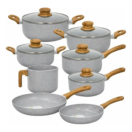 Jogo De Panelas Antiaderente Cerâmica Sahara Grey 8 Peças