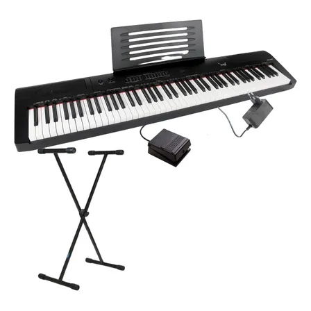 Kit Piano Bravo Bp6600 Digital 88 Teclas Bivolt + Suporte Bivolt Preto - Bk 127/220v