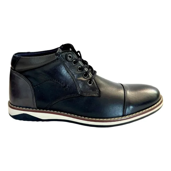 Botin Estilo Chuka Artesanal De Piel Borrego Negro. Moderof