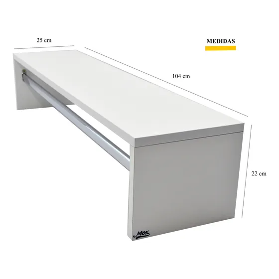 Perchero Comercial De Pared Mox Con Estante 1 M De Largo Color Blanco