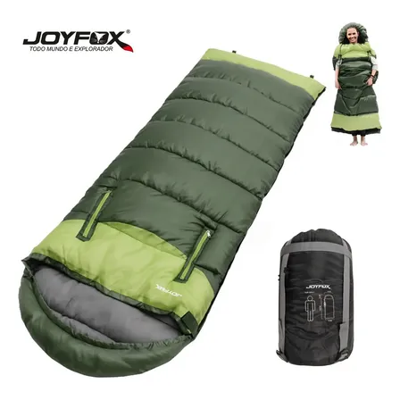 Joyfox Saco De Dormir Com Zíper Duplo E Abertura Para Os Braços 210x75cm Verde Conforto, Impermeável E Portátil Para Camping Esquerdo/direito