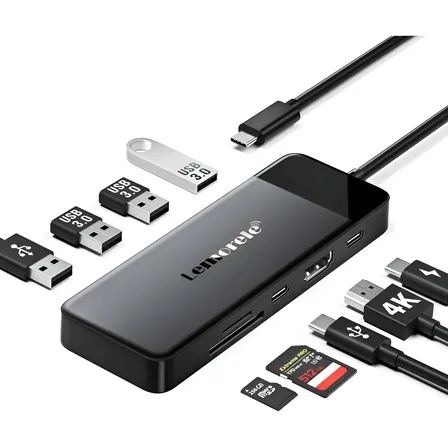 Lemorele Tc92 Usb C 3.0 Hub 9in1 Multi-port Adapter 100wpd Preto