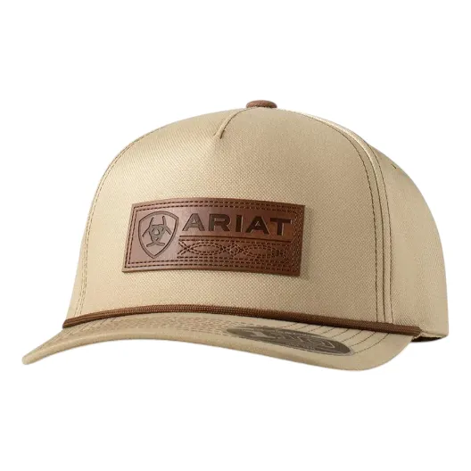 Gorra Ariat Color Caqui Flexfit Con Parche De Cuero