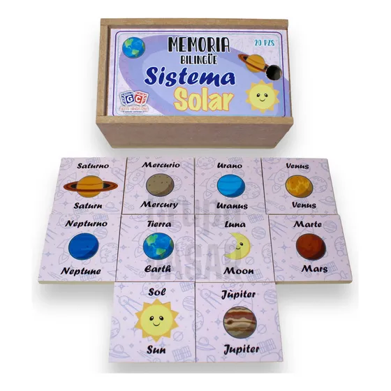 Juego De Memoria Sistema Solar Bilingüe Didáctico Educativo